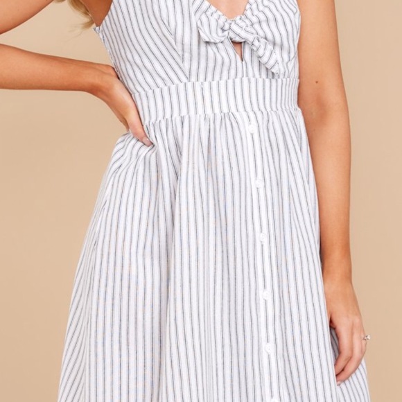 Blue Striped Dress with Front Bow Detail - Picture 5 of 7